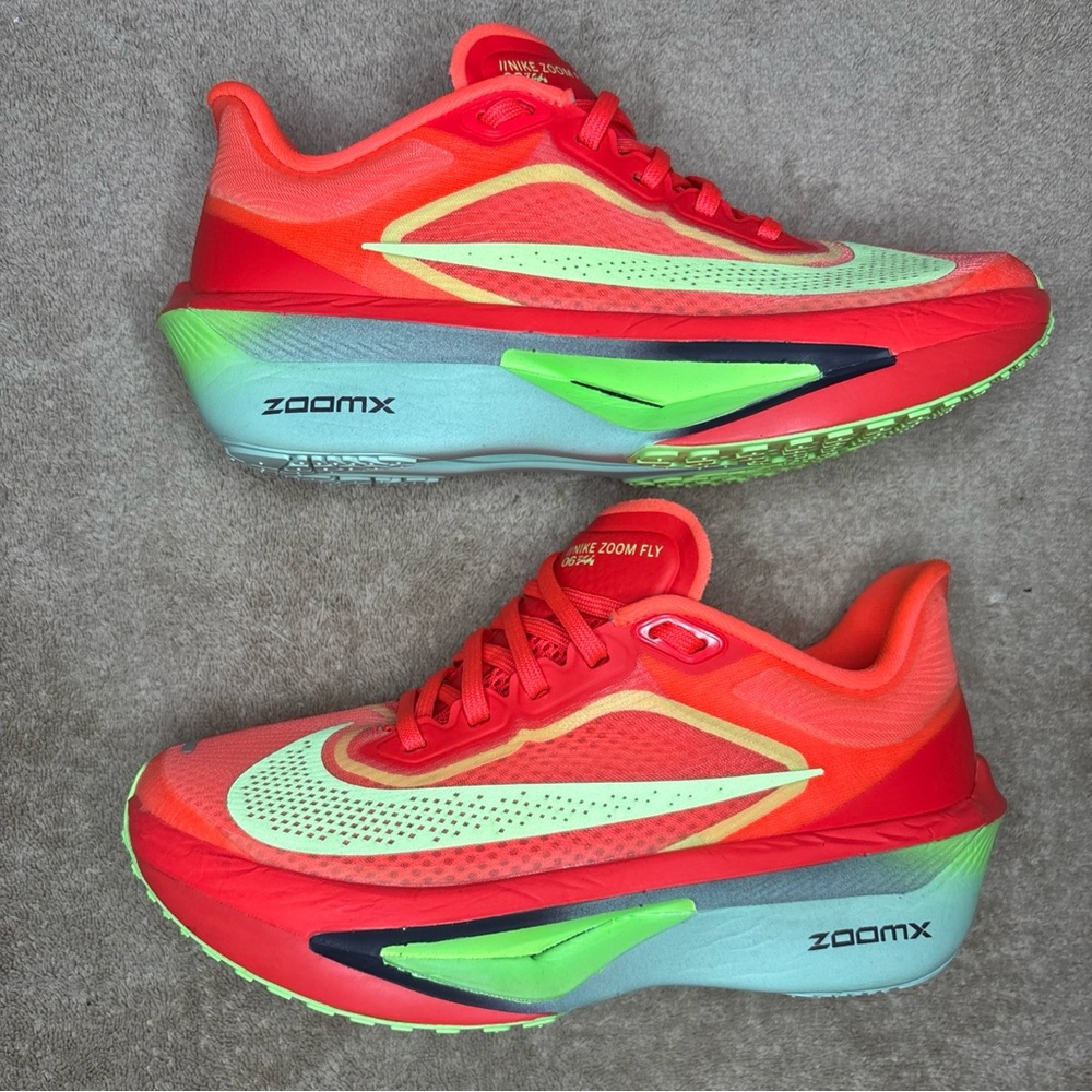 Nike Zoom Fly 6 Women's Running Shoes Bright Crimson/Lime Blast, Size 5.5 - Picture 2 of 10